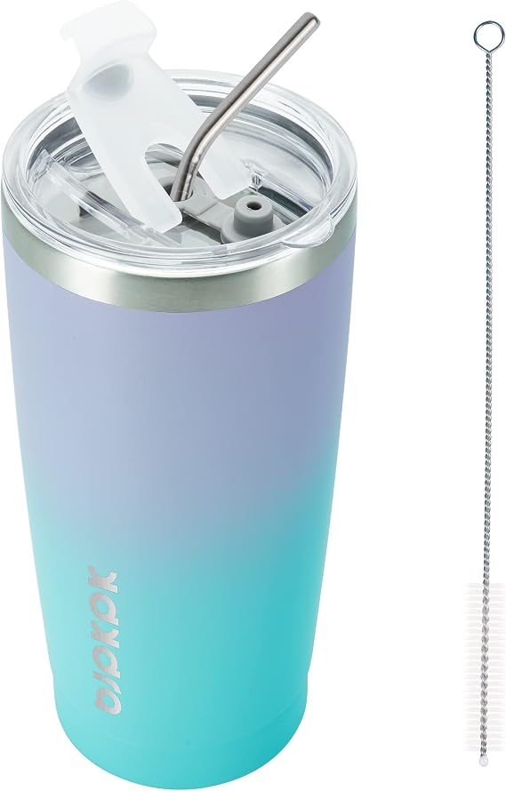 BJPKPK 20 oz Coffee Tumbler with Lid & Straw, Insulated Stainless Steel Mug
