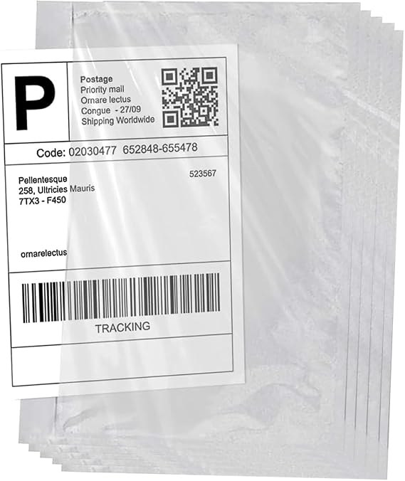 7.5'' x 5.5'' Packing List Pouches, Shipping Label Envelopes Clear Self-Adhesive Top Loading (7.5x5.5 in-200 Bags)