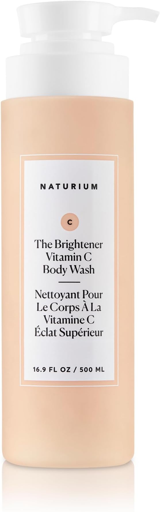 Naturium The Brightener Vitamin C Body Wash, 500 mL | Gentle Exfoliating Cleanser for Smoother, Radiant Skin, Gel-Cream Formula with Fruit Acids, Vegan & Cruelty-Free