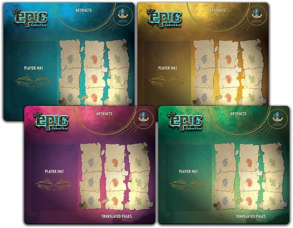 Gamelyn Games | Tiny Epic Cthulhu - 4 Pack Player Mats | Board Game Accessory