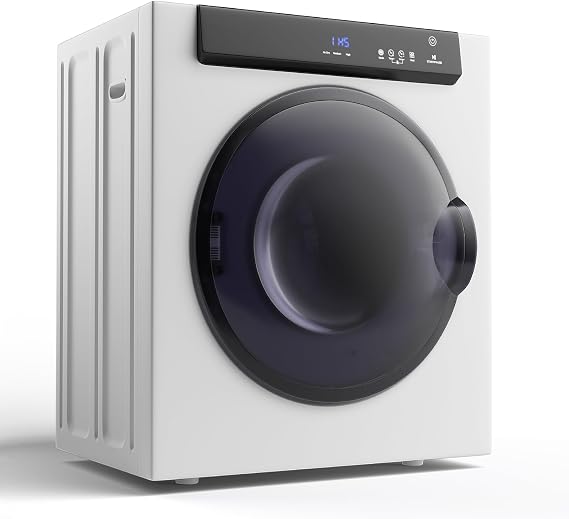 TANGZON 4KG Vented Tumble Dryer, 1400W Freestanding Front Load Compact Tumble Dryer with 3 Heat Settings, Digital Display, Stainless Steel Tub, Timer & Over Heat Protection, Portable Clothes Dryer [Energy Class A]