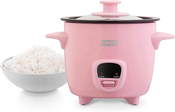 Dash Mini Rice Cooker - Designed for Single-Serve Cooking - Compact Rice Cooker with Nonstick Removable Pot, Keep Warm Function & Easy-to-Clean Sleek Design - Pink
