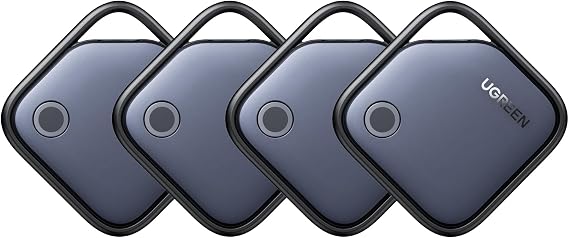 UGREEN FineTrack Air Tracker Tags (iOS Only) 4 Pack Key Finder | Bluetooth Tracker 2-Year Replaceable Battery Compatible with Apple Find My for Keys, Luggage [Apple Find My Certified]