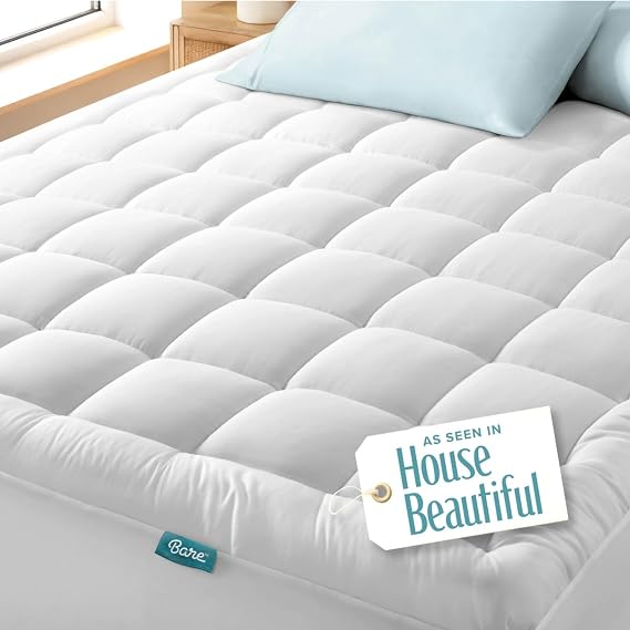 Bare Home Full Mattress Topper Cotton Top (Full, White)