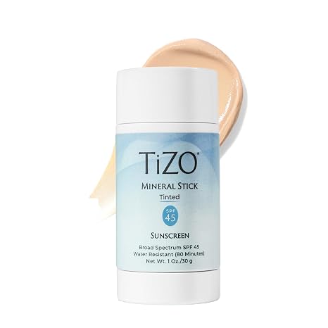 TiZO Mineral Stick Tinted SPF 45 | Water Resistant (80 minutes) | Broad Spectrum Sunscreen | UVA/UVB Protection | Invisible to Sheer Finish | Easy On-the-Go Application | 1 oz / 30 g