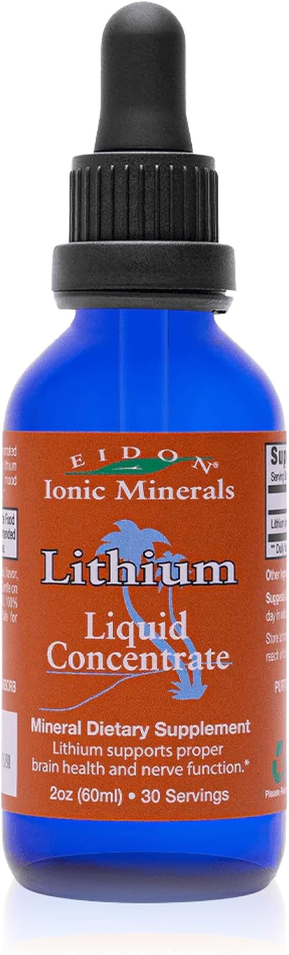 Eidon Ionic Minerals - Liquid Lithium Chloride Concentrate - 2 oz | Supplement for Men & Women, Drops for Water, Supports Healthy Brain Function, Assists in Vitamin B12 and Folate Transport