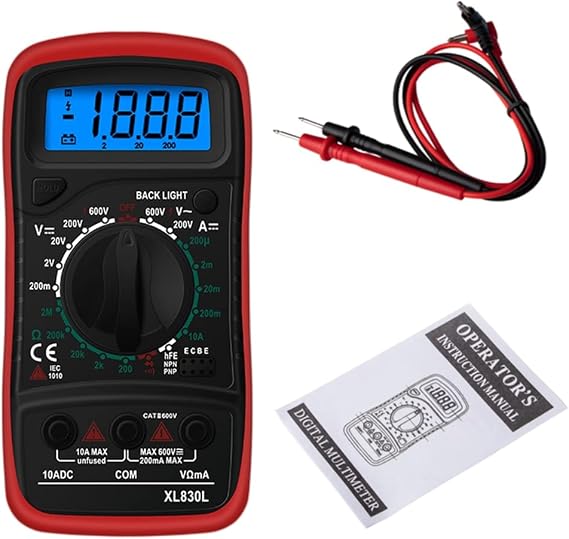 XL830L Handheld Digital Multimeter LCD Backlight Portable AC/DC Ammeter Voltmeter Ohm Voltage Tester Meter Multimetro