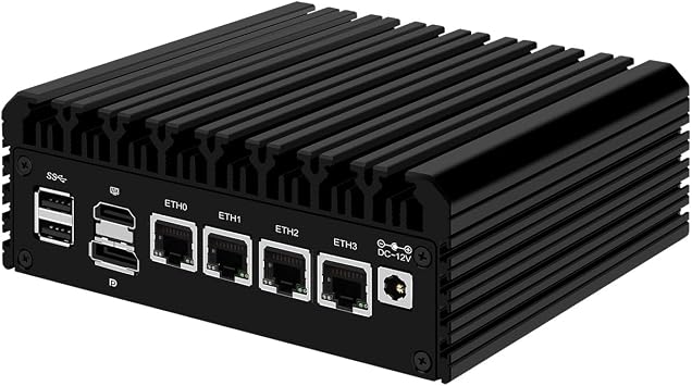 HUNSN Micro Firewall Appliance, Mini PC, OPNsense, VPN, Router PC, Intel N5105, RJ03, AES-NI, 4 x Intel 2.5GbE I226-V LAN, Type-C, TF, M.2 WiFi 6 Slot, 8G RAM, 64G SSD