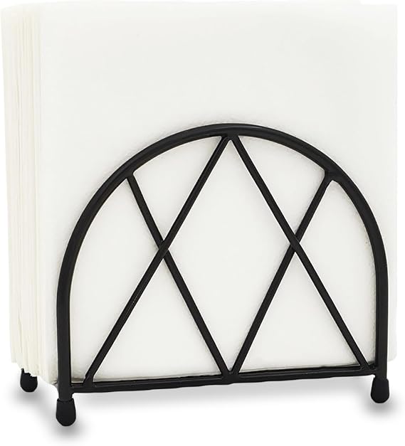 Black Napkin Holder for Table, Modern Minimalist Large Metal Napkin Holder for Home Kitchen Restaurant Cocktail Bar Decor