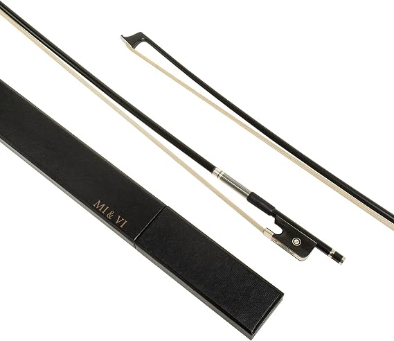MI&VI AB-760 Professional Carbon Fiber Viola Bow for 14"-17" Violas (Full Size) with Bow Case Included | Silver Winding Mount | Well Balanced | Perfect Weight | Mongolian Horse Hair - MIVI Music