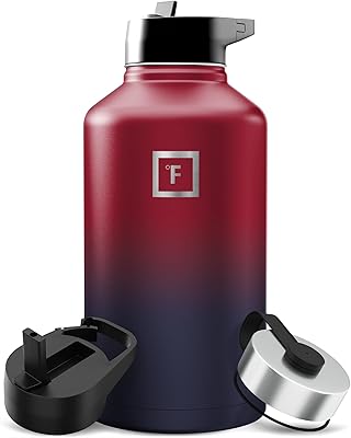IRON FLASK Camping & Hiking Hydration Flask with Straw, Wide Mouth Insulated Stainless Steel Sports Water Bottle - 64 oz Dark Rainbow