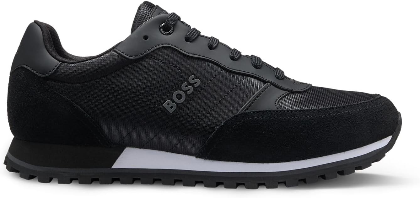 BOSS Mens Parkour-L Runn Mixed-Material Trainers with Branded Side Panel Size