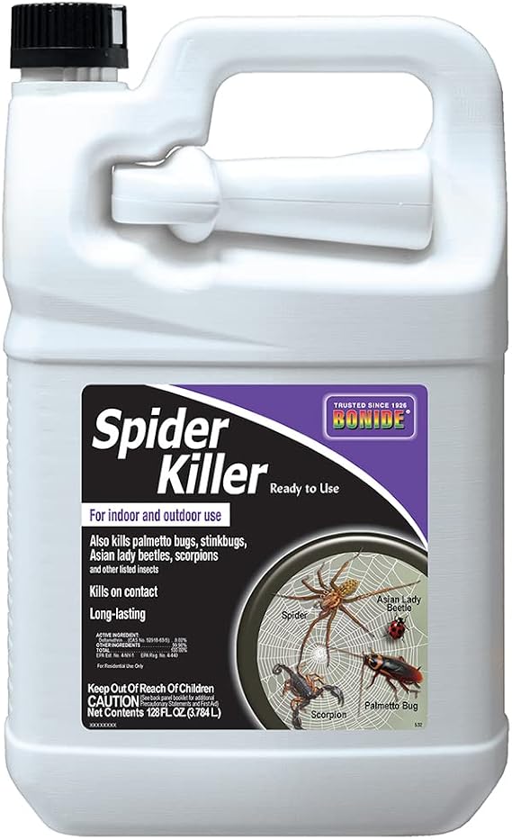 Bonide Spider Killer, 128 oz Ready-to-Use Spray for Indoors & Outdoors, Long Lasting Formula Kills on Contact