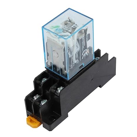 Aexit IEC255 DC Relays 12V Coil 8Pin DPDT Electromagnetic Power Relay w DIN Mount Relays Socket Base