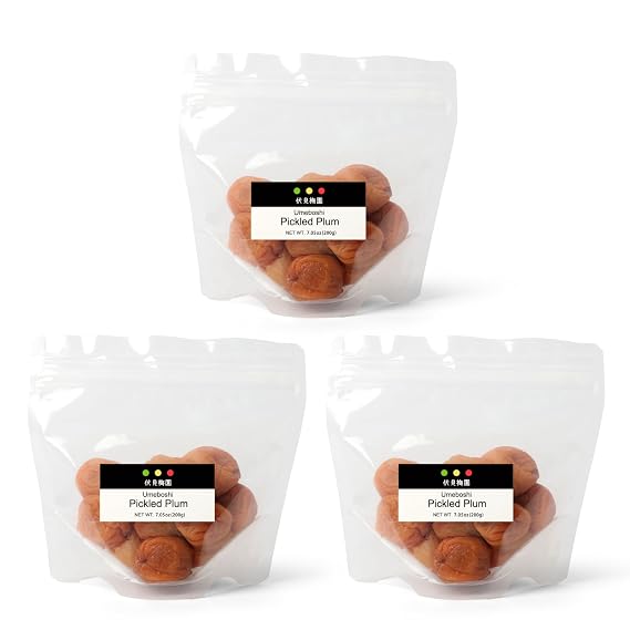 Fushimi Plum Garden: Umeboshi White dried plums, 200g, citric acid, 20% salt, natural flavor, Benei Fukui, Sour (3 Packs)