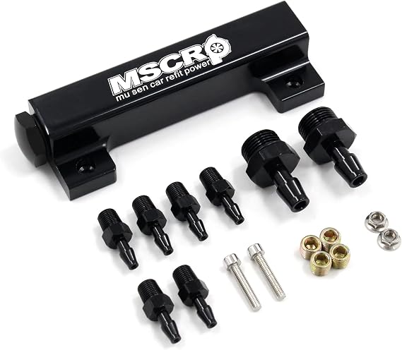 6 Port Vacuum Block Intake Manifold Kit Fuel Wastegate Turbo Boost 1/8NPT