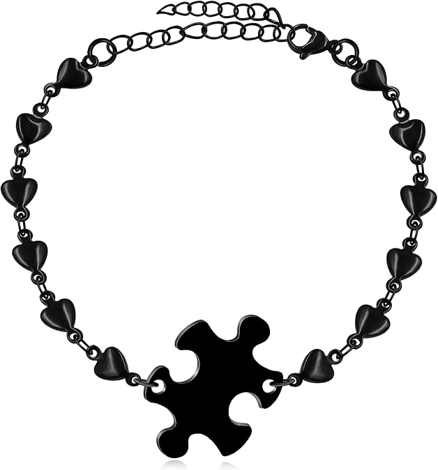 Stainless Steel Heart Link Chain Bracelet Personalized Customized Engraved Puzzle Matching Bracelet Set of 2/3/4/5/6/7/8 Link Bracelet for Best friends