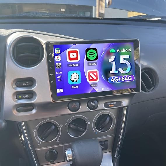 8 Core 4+64G for Toyota Matrix Radio 2003 2004 Pontiac Vibe Radio 2003-2008 Android 15 Car Stereo 9" Touchscreen Wireless Carplay Android Auto GPS+Free Reverse Camera