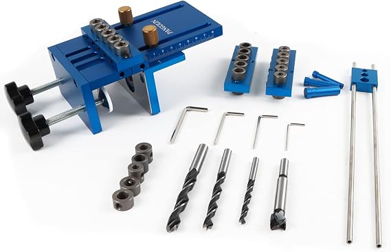 PANGOLIN Dowel Jig Kit Adjustable Doweling Jig Set with 6/8/10mm Drilling | Drilling Guide Position for DIY Woodworking, Furniture Repair or handyman, Any Thickness Wood Joints, for Cabinet, Furniture