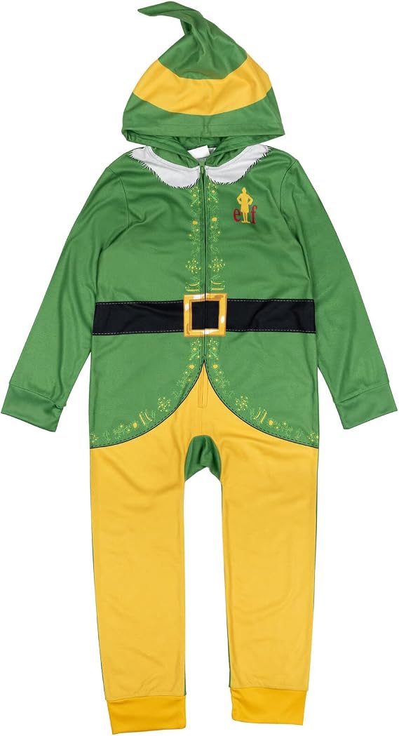 Elf Boys' Cosplay Fleece Hooded One-Piece Pajama Little Kid to Big Kid
