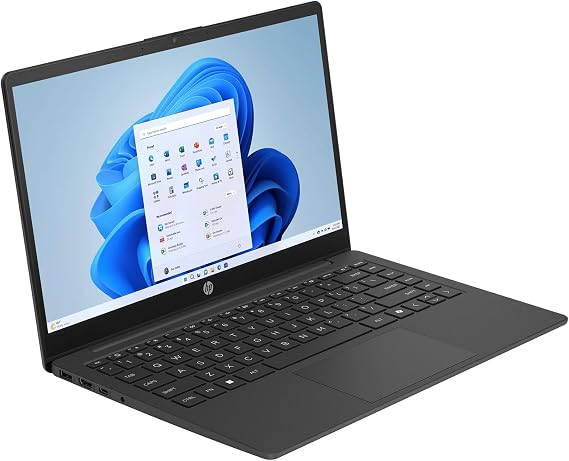 HP 14 Black Laptop Bundle (14" HD - Quad Core - 4GB - 128GB SSD - Intel UHD 655 - WI-FI - Webcam) + MS Office Software + Charger + + Bag & Mouse