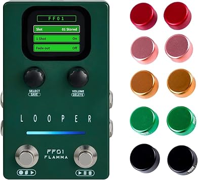 FLAMMA FF01 Looper Pedal with 10 Pcs Metal Footswitch Toppers