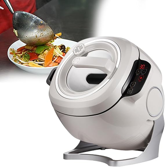 Automatic Cooking Machine, 6L Auto Cooking Wok Fried Rice Machine, Three Speed Adjustable, 360 Automatic Rotation, for Stir Frying, Stewing, Cooking