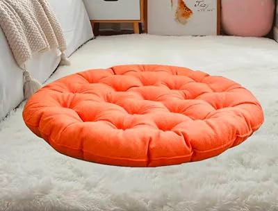Large Garden Chair Cushions,Chair Pads Round,Seat Pads for Dining Chairs,Cover Indoor Outdoor Seat Pad Cushions,for Your Living Room,Patio,CarSize:55x55cm22x22inch,Color:Orange