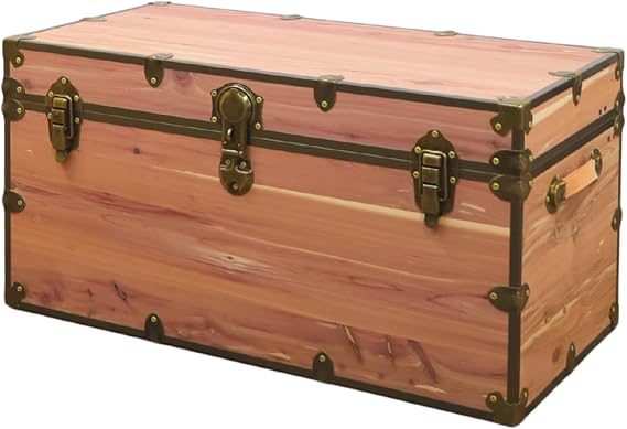 Rhino Knotty Cedar XXL Coffee Table, Storage Trunk Chest with Antique Brass | 36"L x 18"W x 18"H, 37 lb Item Weight, Knotty Cedar, Home Storage, Blanket Chest, Hope Chest, Keepsake Trunk