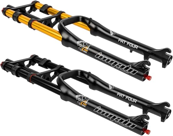 MZP E-Bike Front Fork 26" MTB Disc Brake Bike 1-1/8" Steerer Bicycle Suspension Fork 170mm Travel Air Damping for 4.0" Fat Tire QR ATB/BMX