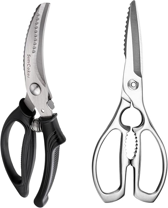 2-Piece Kitchen Scissors Set Heavy Duty Poultry Shears & All-Purpose Kitchen Shears, Spring Loaded, Forged 3Cr14 Stainless Steel, Dishwasher Safe, Gift Box,