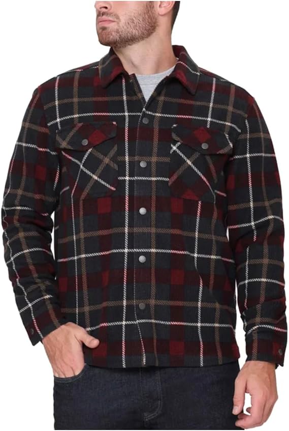 The B.C. Clothing Co. Heritage Men's Textured Flannel Shirt (US, Alpha, Large, Regular, Regular, Red)