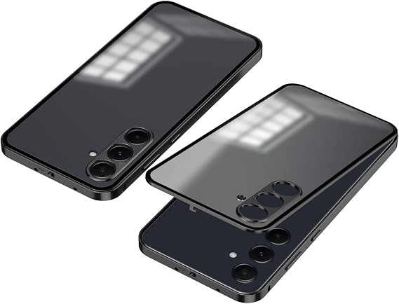 DAYJOY Metal Bumper Frame Case Compatible with Samsung Galaxy A55 5G, Cool Premium Aluminum Alloy Shockproof Bumper Frame with Hard Plastic Back Cover (Black)