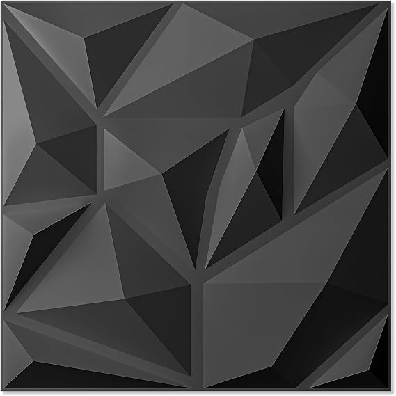 Art3d 100 Pack Decorative Accent 3D Wall Panels, 97 Sq.Feet PVC Interior Wall Decor for Home and Office, Living Room, Bedroom, Kitchen, 11.8"x11.8", Black