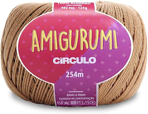 Circulo アミグルミ糸 – 100%シルケット加工ブラジリアンバージンコットン ボール1個パック – 4.4オンス、278ヤード – スポーツ 栗色 - 7625