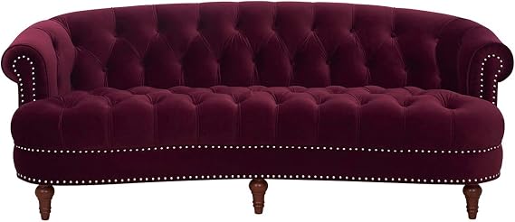 Jennifer Taylor Home Sierra Victorian Chesterfield Tufted Sofa, Burgundy Velvet