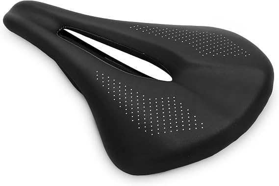 Bike Seat Cushion for MTB Bicycle Road Bicycle, 164g/5.8oz Bike Seat 155mm Wider Carbon Fiber Bicycle Saddle Hollow Design Bike Saddle Mountain Bike Seat for Indoor & Outdoor Bicycle Seat (Black)