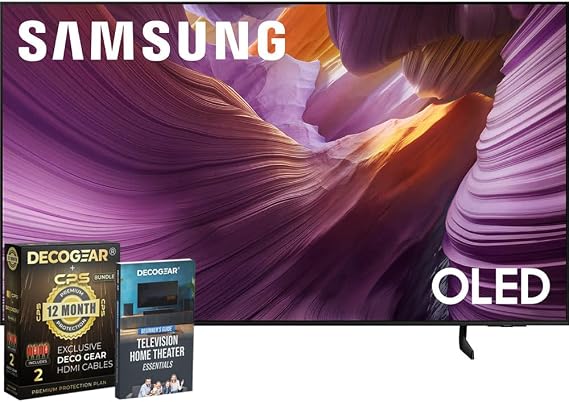 Samsung 65" OLED HDR 4K S85F Smart TV (2025) Vision AI, OLED HDR, Pantone Validated Bundle with CPS Exclusive 1-Year Protection & Deco Gear Complete Home Theater Beginner's Guidebook