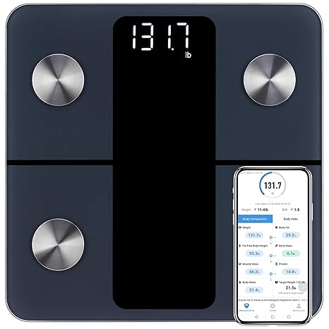 Smart Digital Scale, 180 Kg Carrying Capacity, App Applied Body Tracking, Large Led Screen, Body Fat Muscle Water Ratio Measurement, Body Mass Index Calculation, Digital Bathroom Scale with Led Screen