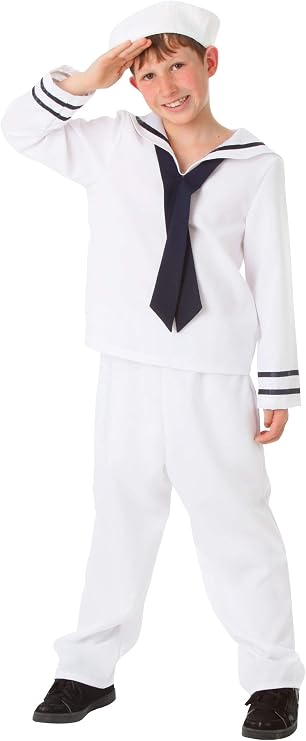 Sailor Costume for Kids |Halloween Uniform | Shirt, Pants, Neck Tie, and Hat