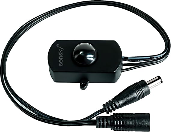 SENSKY BS010H 12V 24V DC Motion Sensor Light Switch - Black PIR Occupancy Controller with 3A Load Current Plus Adjustable Delay and Distance - for Kitchen Cabinet Pantry Closet and LED Tape