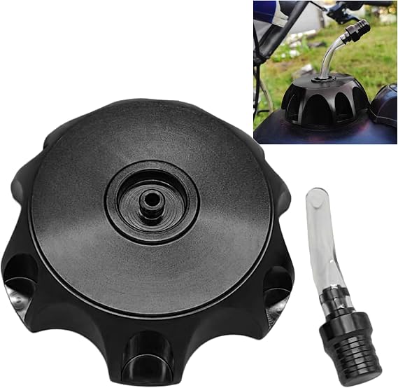 1 PC Car Fuel Tank Cap, 3.14" x 3.14" x 0.98" Alloy Hexagonal Gas Fuel Tank Cap with Breathing Valve, Safe Travel Accessory, Compatible with Most Cars, Off-road Vehicles, Motorcycles (Black)