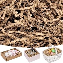 Koogel 1LB Crinkle Paper Filler, Shredded Paper for Gift Baskets, Gift Box Filler, Basket Stuffers, Packing Bag(Brown)