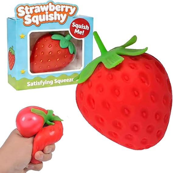 Carrot Squishy, Banana Strawberry Peach Peanut Apple Dragon Fruit Cherry Squish Giant Jumbo 5.5 Inch Vegetable Realistic Moldable Slow Rise Relaxing Sensory Fidget Toy Squeezable Ball(Strawberry)