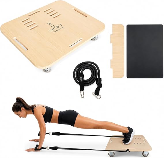 Home Pilates Reformer Board, Portable Pilates Machine with Resistance Bands for Home Workouts