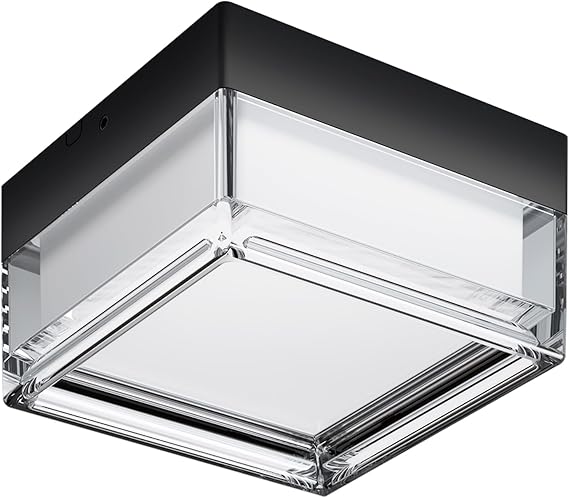 LVL Bathroom Light Waterproof IP65, 9W 13cm Small Square Modern Flush LED Ceiling Light CCT Indoor/Outdoor Wall Lights for Living Room, Balcony, Terrace and Bathroom Lighting (Black, 13cm-Square) [Energy Class F]