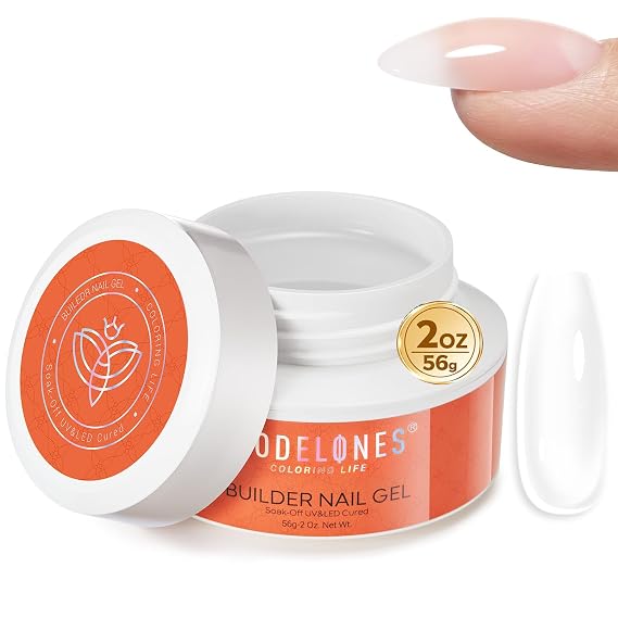 modelones Builder Nail Gel, 10-in-One Builder Clear Hard Gel 2oz | High Thickness for Extension Apex Building Sculpting Overlays Home Salon LED Cured