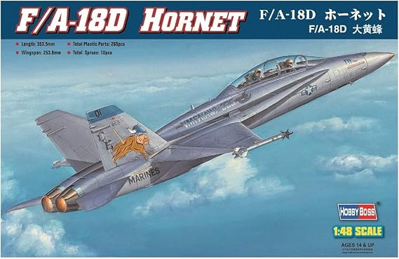 Hobbyboss 1:48 Scale F/A-18D Hornet Assembly Kit,353.5mm length,253.8mm width