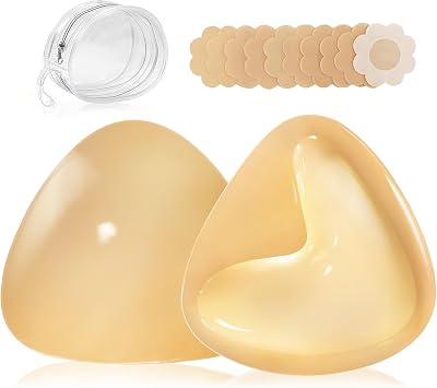 Sticky Bra Inserts Push Up - Double Sided Adhesive Breast Pads,Breast Enhancers for Bikini Bathing Suit Sports Bra with Nippple Covers Boomba Snowy