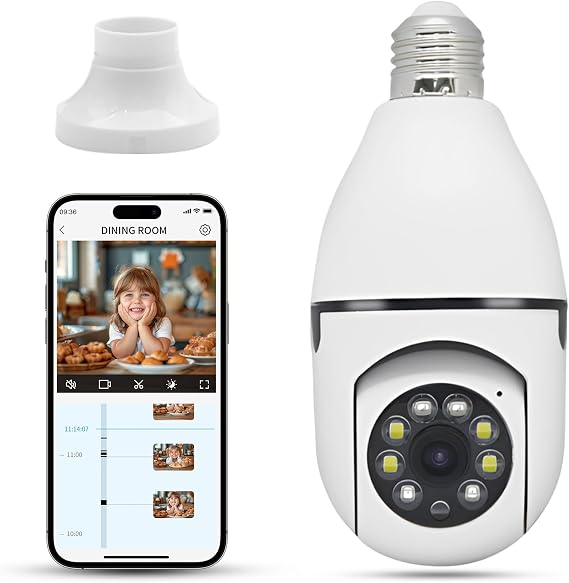 Security Camera, Outdoor Wireless Camera 2.4G Hz Camera for Home Security, Motion Detection and Alarm, 24/7 Recording, Panoramic 355 Degree (Single Lens)